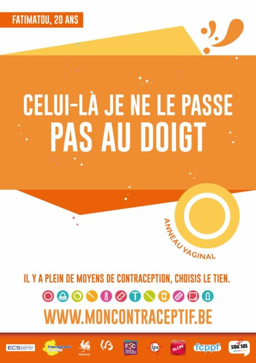 Affiche illustrant l'anneau vaginal. Cette affiche a été produite dans le cadre de la campagne "Mon contraceptif".