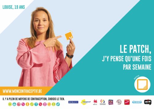Affiche illustrant le patch contraceptif et son utilisation produite dans le cadre de la campagne "Mon contraceptif"