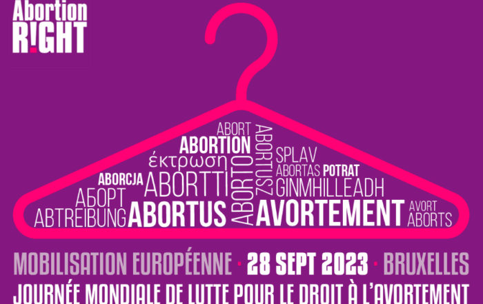 Image représentant la mobilisation européenne dans le cadre du 28 septembre 2023, journée mondiale pour l'accès à l'avortement