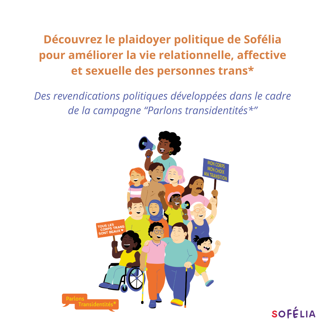 Visuel illustrant le plaidoyer politique développé par Sofélia dans le cadre de sa campagne 2025 "Parlons transidentités"